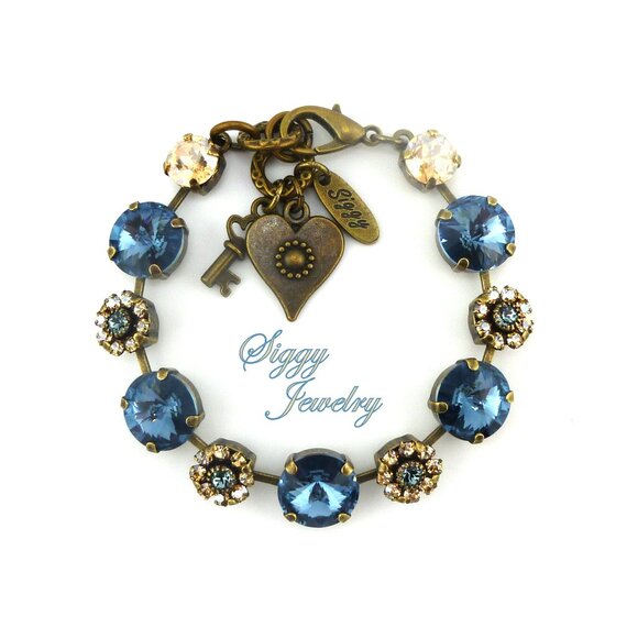 HONEY BLOSSOMS Tennis Bracelet, Made with Genuine Austrian Crystals - Picture 1 of 8